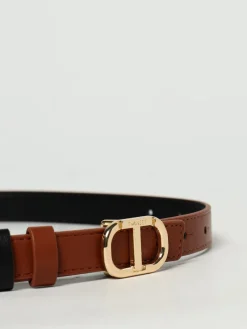 Cintura Oval T Twinset reversibile in pelle sintetica