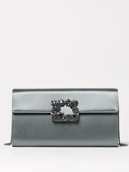 Clutch Efflorescence Roger Vivier in raso con fibbia gioiello