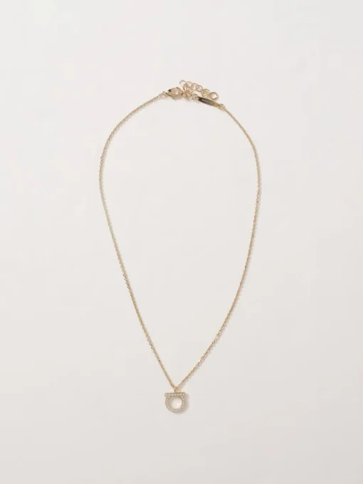 Collana Gancini Ferragamo in ottone con strass incastonati