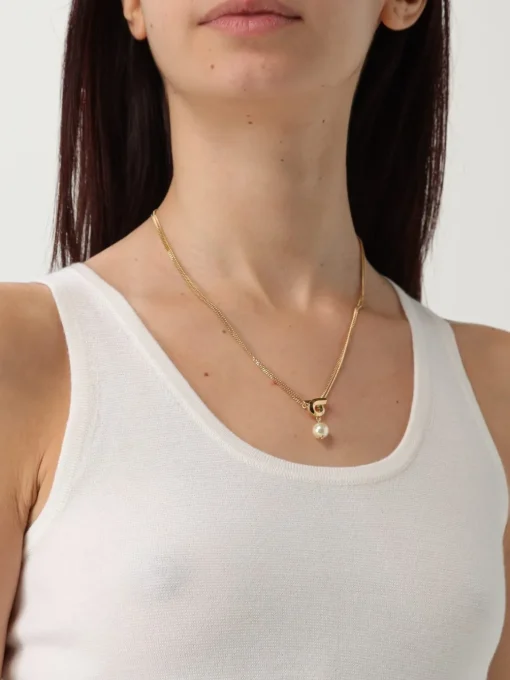 Collana Gancini Ferragamo in ottone con perla sintetica
