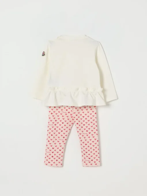 Coordinato in cotone con cuori e logo Moncler