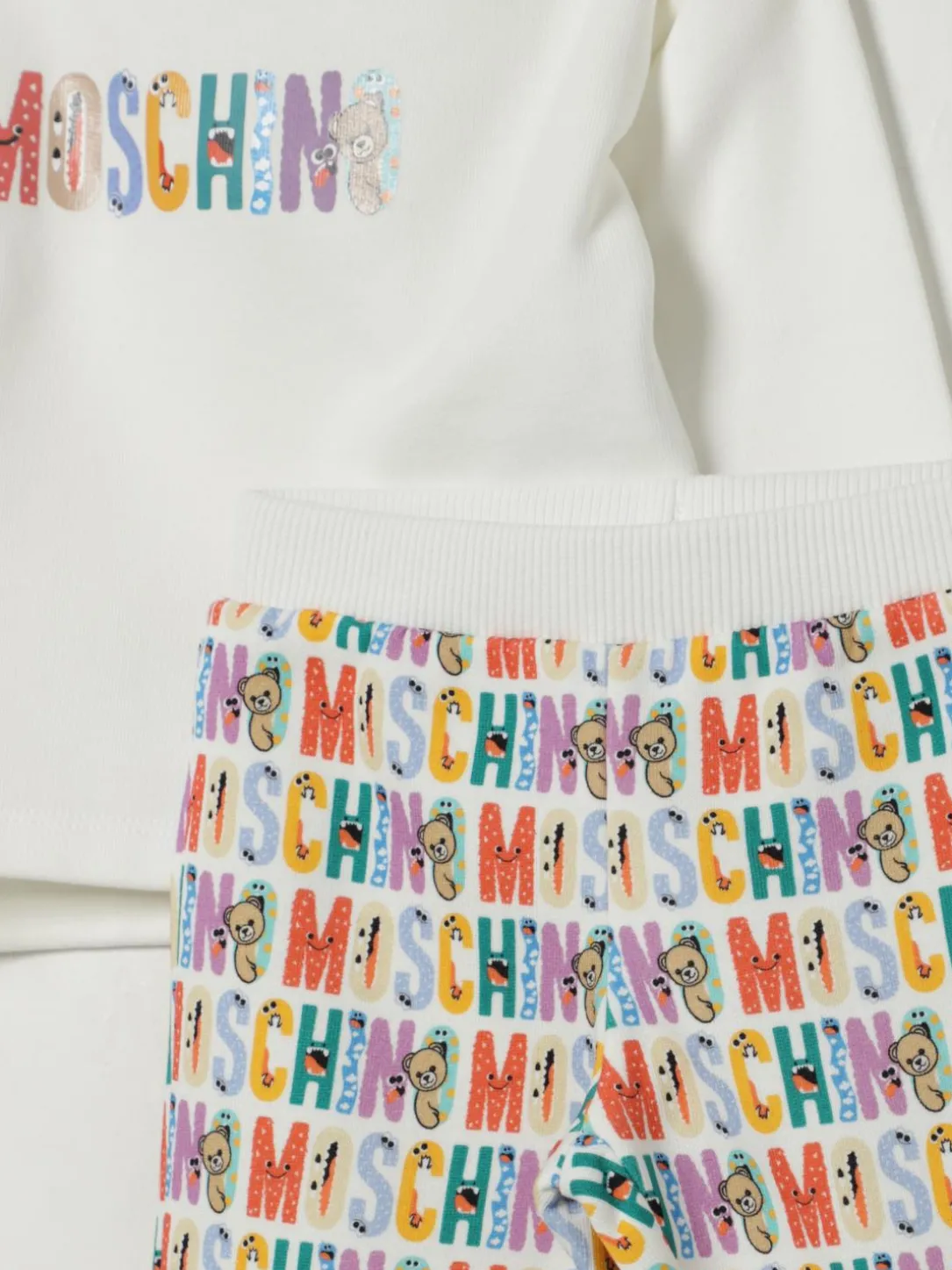 Coordinato in cotone con stampa lettering Moschino