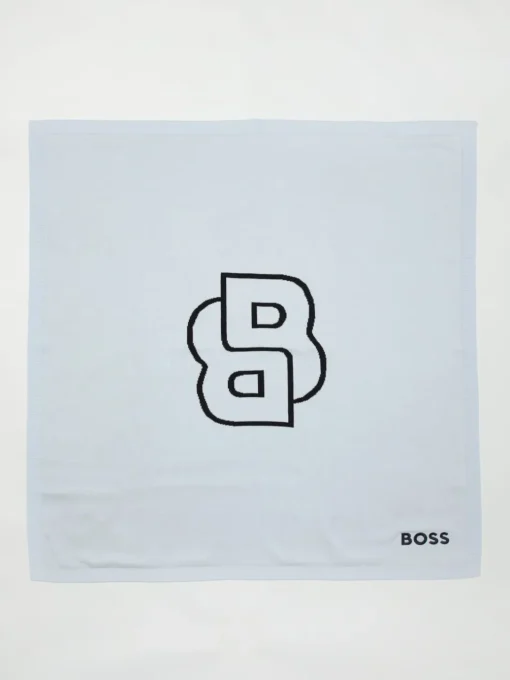 Copertina Boss in cotone con logo jacquard