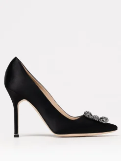 Décolleté Hangisi Manolo Blahnik in raso con fibbia gioiello