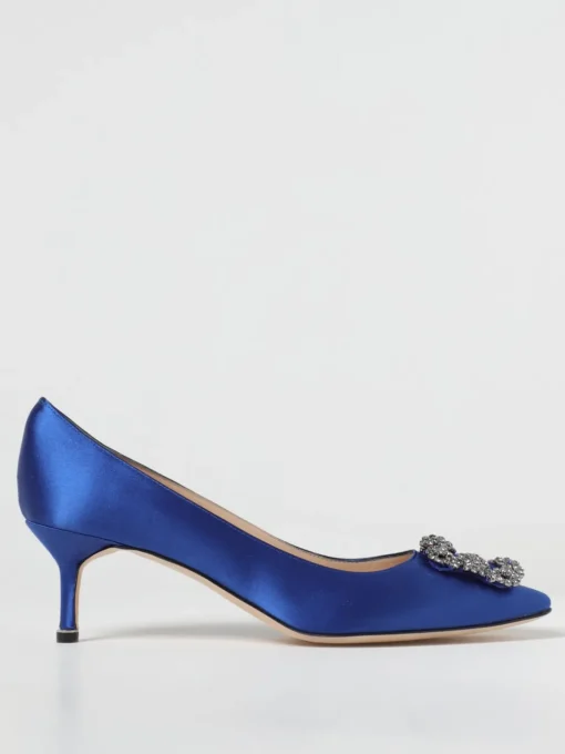 Décolleté Hangisi Manolo Blahnik in raso con fibbia gioiello