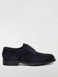 Derby Santoni in camoscio con motivo brogue