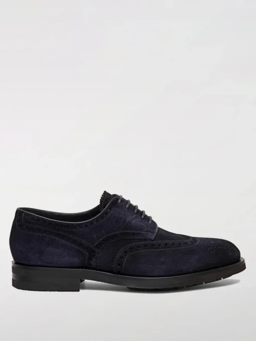 Derby Santoni in camoscio con motivo brogue
