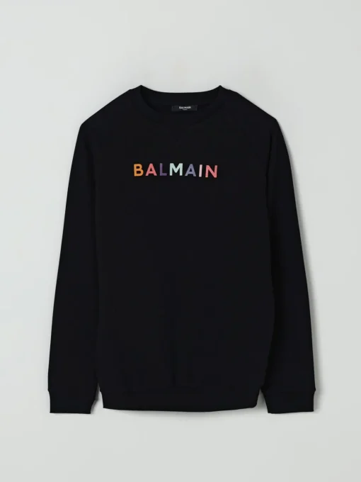 Felpa a girocollo con logo multicolor Balmain