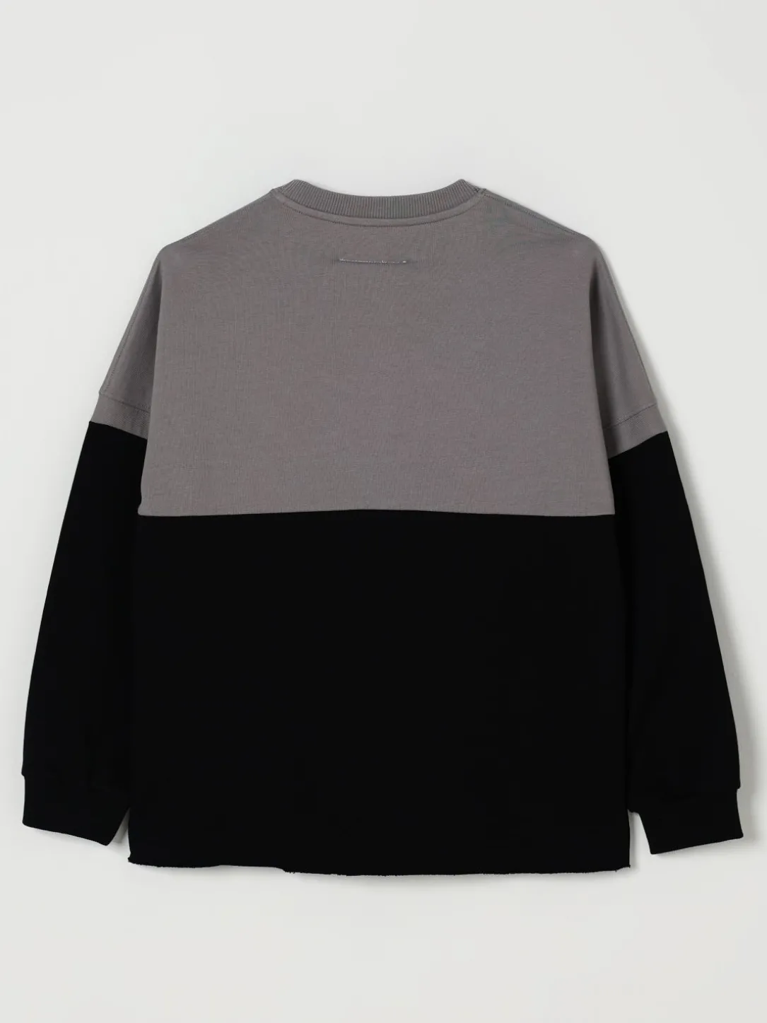 Felpa a girocollo in cotone bicolor con logo MM6 Maison Margiela