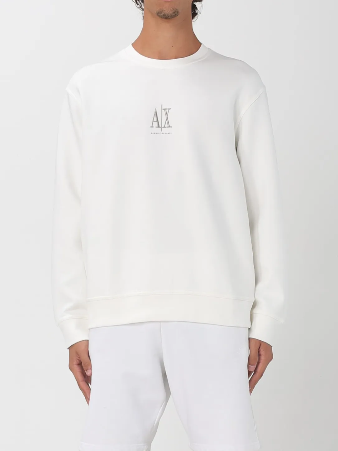 Felpa basic Armani Exchange in misto cotone con monogram