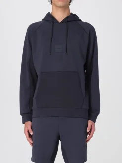 Felpa con cappuccio e logo Boss in misto cotone