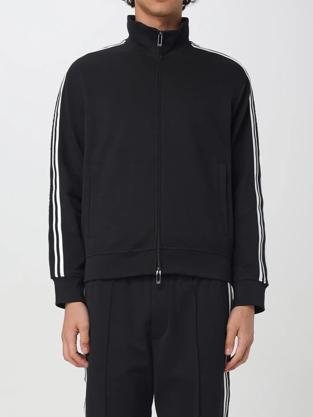 Felpa con zip Emporio Armani in misto cotone