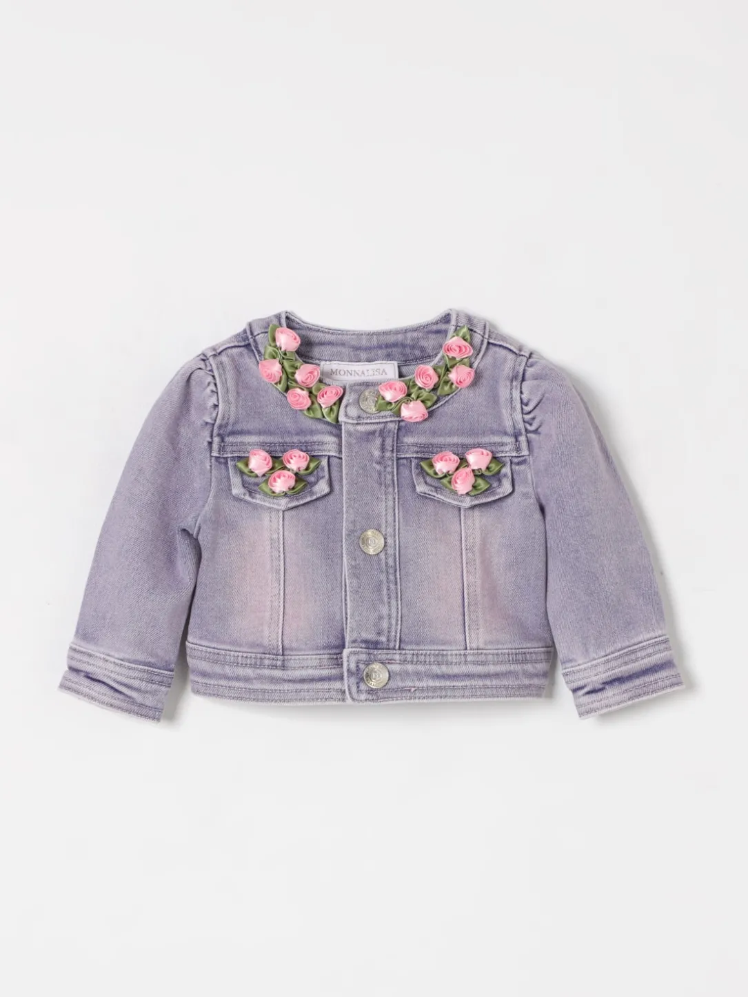 Giacca di jeans con fiori Monnalisa