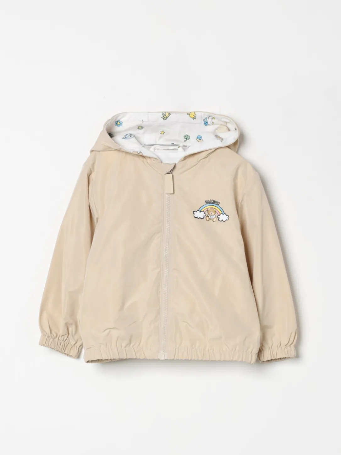 Giubbotto con cappuccio Teddy Arcobaleno Moschino