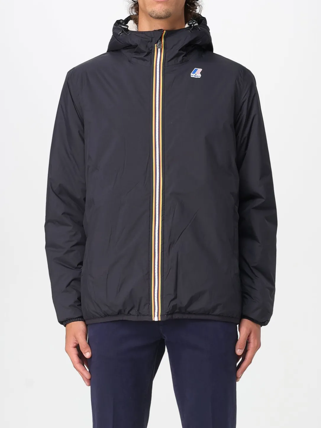 Giubbotto K-Way in nylon con cappuccio