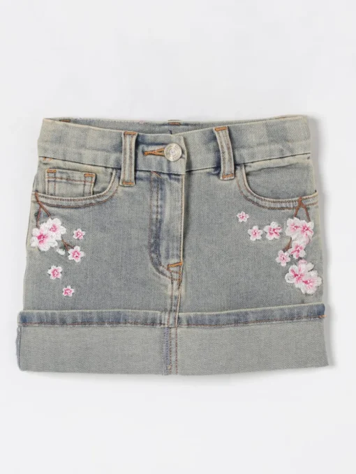 Gonna di jeans con fiori Monnalisa