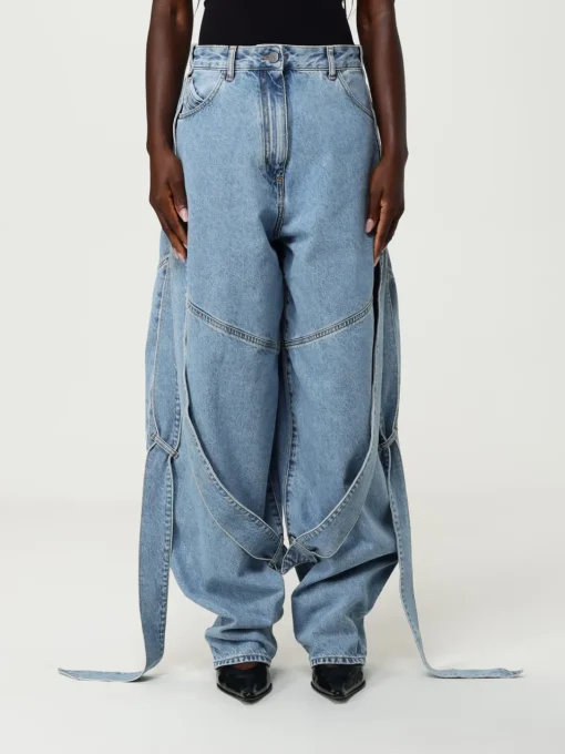 Jeans The Attico in denim di cotone con fettucce