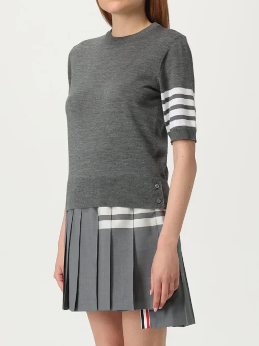 Maglia a girocollo in lana con banda 4-bar Thom Browne