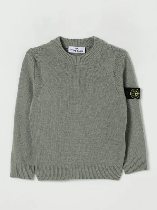 Maglia a girocollo in lana vergine e cashmere Stone Island Junior
