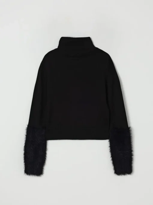 Maglione a dolcevita in misto lana con piume N° 21