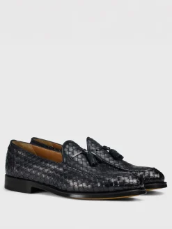Mocassino Doucal's in pelle intrecciata con nappe