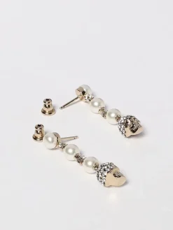 Orecchini Skull McQueen in ottone con strass e perle sintetiche