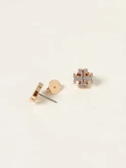 Orecchini Tory Burch in ottone con strass incastonati