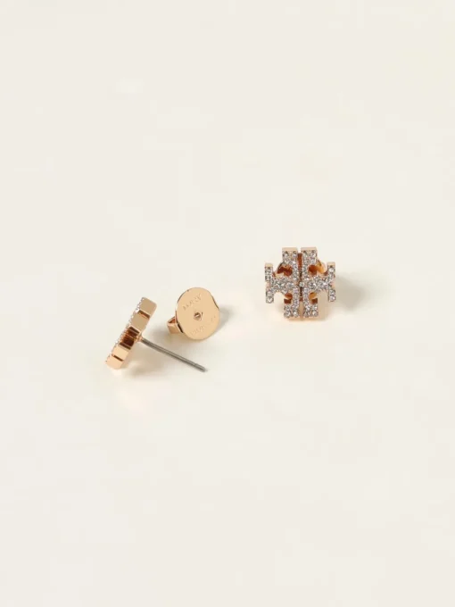 Orecchini Tory Burch in ottone con strass incastonati