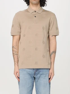 Polo Boss in cotone con logo all-over