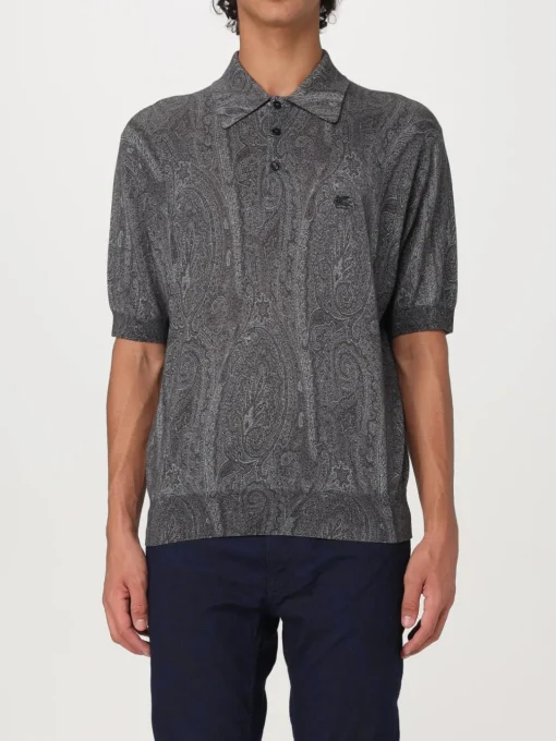 Polo Etro in seta e cashmere con stampa Paisley