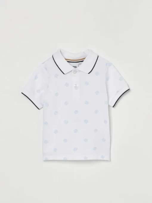Polo in cotone con logo all-over Boss