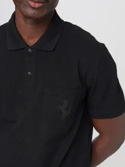 Polo in cotone organico con logo Ferrari