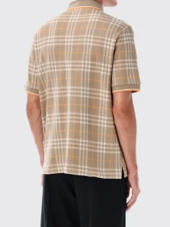 Polo in cotone tartan con logo Burberry