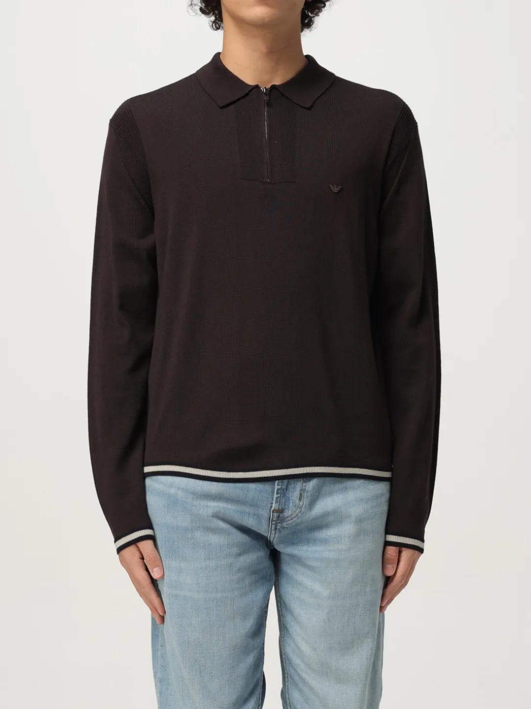 Polo in lana con zip Emporio Armani