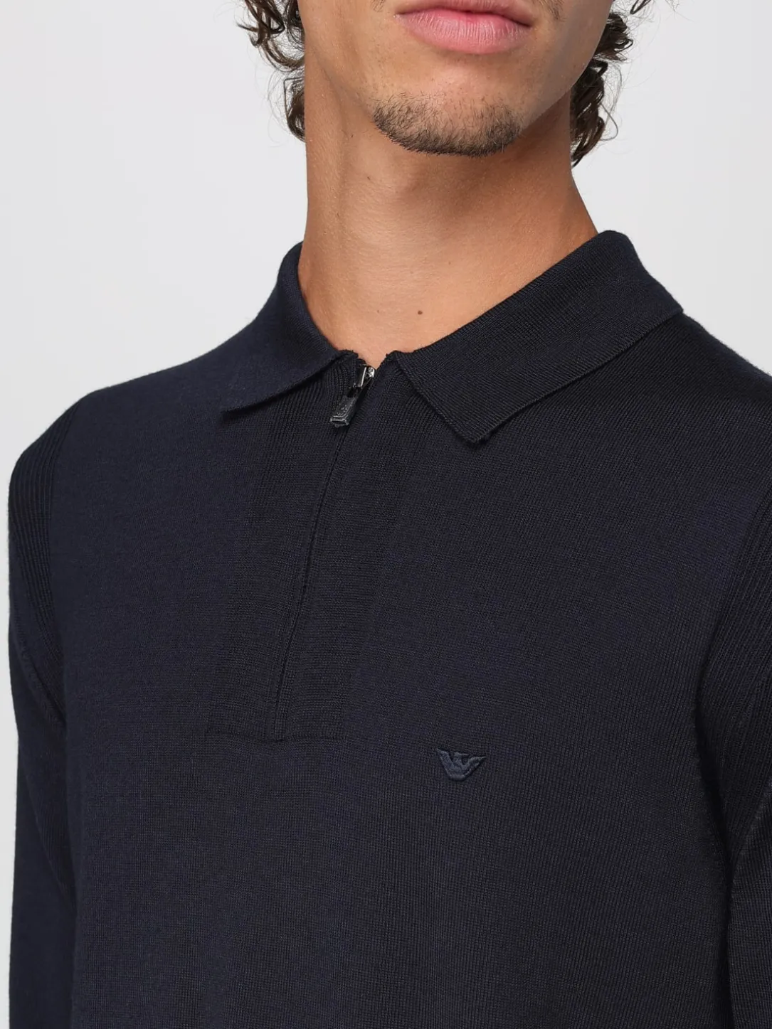 Polo in lana con zip Emporio Armani