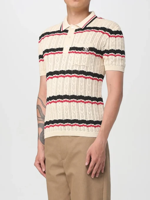 Polo in maglia di cotone a righe Valentino