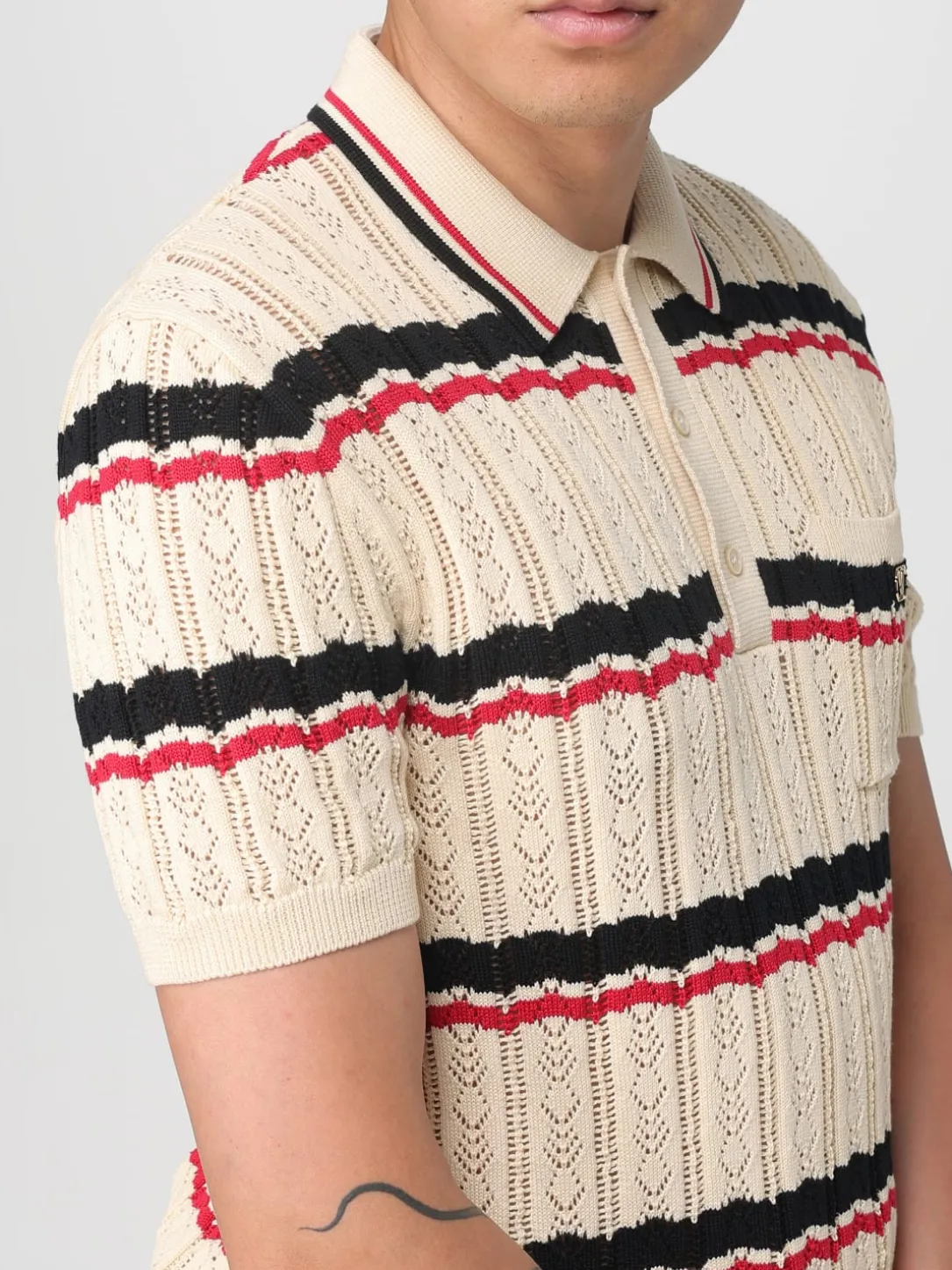 Polo in maglia di cotone a righe Valentino