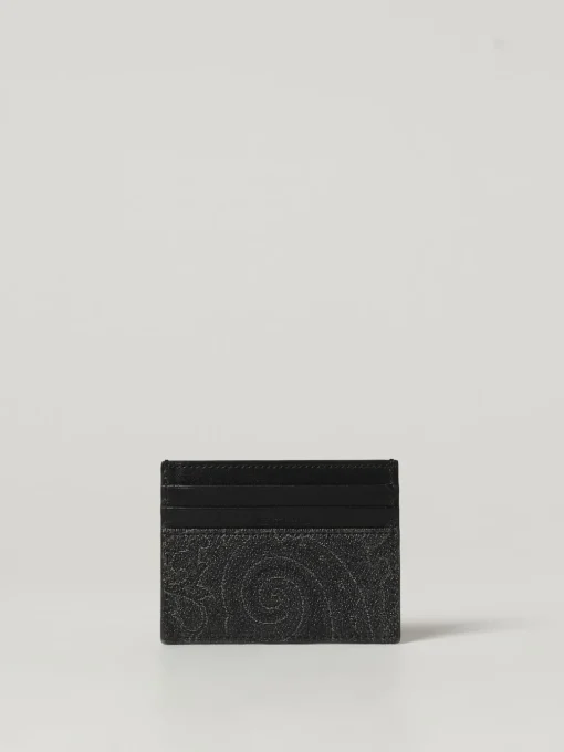 Portacarte di credito Paisley Etro in cotone spalmato e pelle
