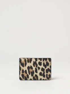 Portacarte Ganni Bou con stampa leopardata