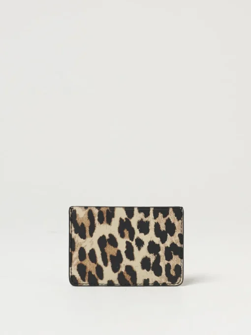 Portacarte Ganni Bou con stampa leopardata