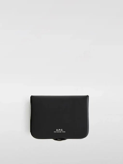 Portafoglio in pelle con logo A.P.C.