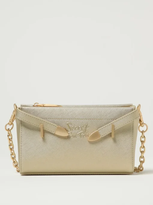 Pouch Quira Grain Secret Pon-Pon in pelle sintetica saffiano