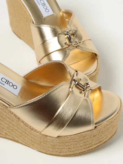 Sandalo con zeppa Leda Jimmy Choo in pelle laminata
