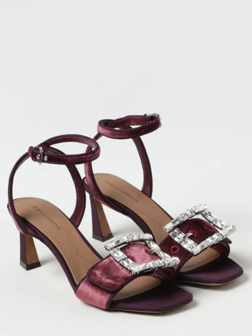 Sandalo Dolce & Gabbana in velluto con fibbia gioiello