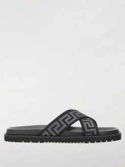 Sandalo Greca Versace in tessuto jacquard e pelle