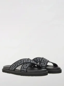 Sandalo Greca Versace in tessuto jacquard e pelle