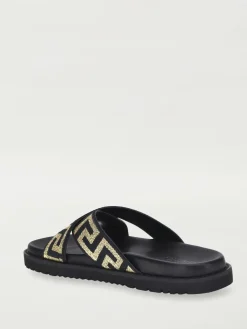 Sandalo Greca Versace in tessuto e pelle