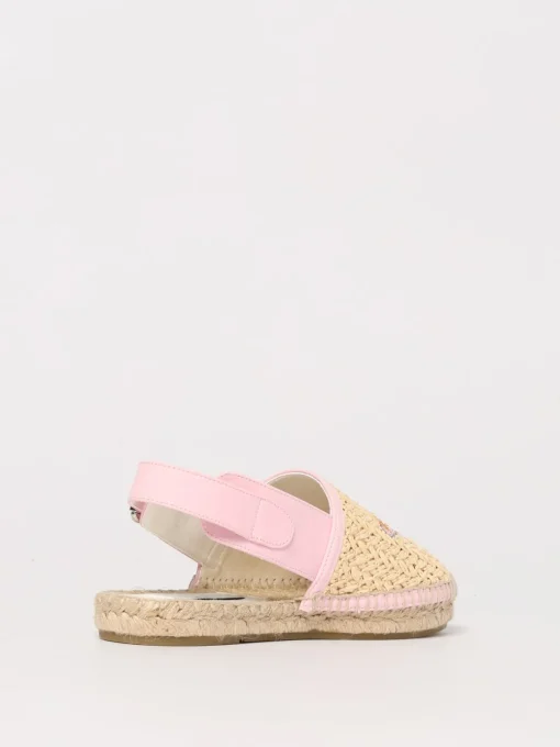 Sandalo Stella McCartney Kids in rafia crochet e pelle sintetica con ricami