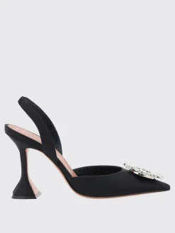Slingback Begum Amina Muaddi in raso con fibbia gioiello