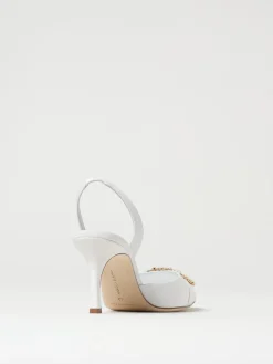 Slingback Manolo Blahnik in seta con fibbia gioiello